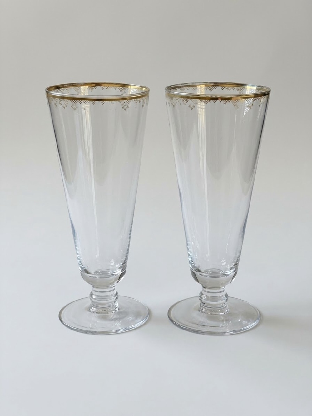 Pair of Pilsner Glasses with Gold Rim